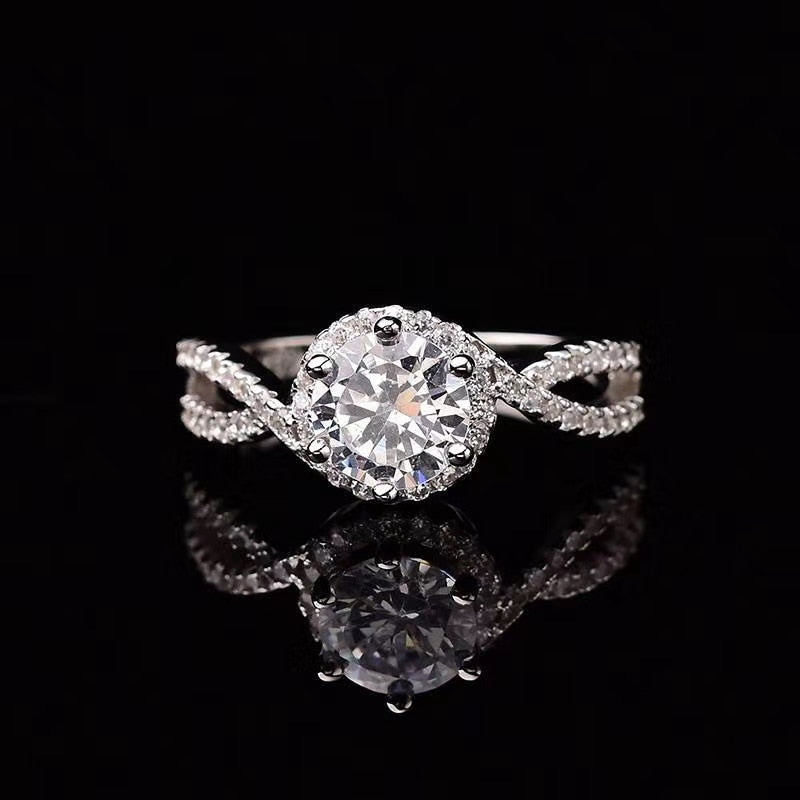 925 Silver Ring moissanite1.00ct D VVS Deluxe Jewelry customizable 18K Gold Platinum Wedding Ring for Women
