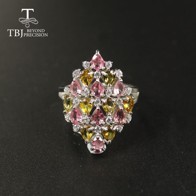 TBJ 2020 Natural Tourmaline ring natural gemstone  925 sterling silver fine jewelry for women