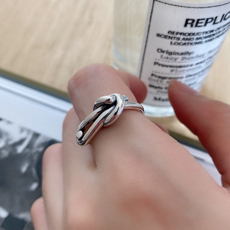 Silvology Sterling 925 Silver Rope Knot Rings Vintage Thick Line Weave Japan Korea Temperament Rings for Women 925 Retro Jewelry
